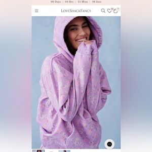 LoveShackFancy Nacova Floral Cotton Hoody Sweatshirt - Large NWT